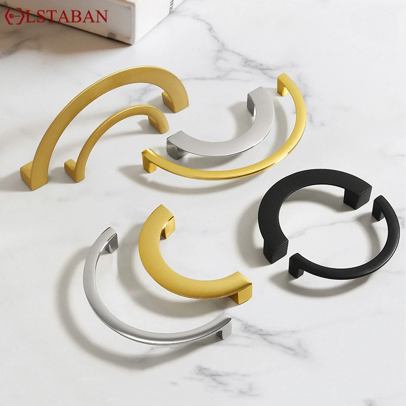 북유럽 알루미늄 합금 캐비닛 손잡이 반원형 주방 캐비닛 손잡이 가구 옷장 원형 손잡이 하드웨어 슬라이드 당김 손잡이