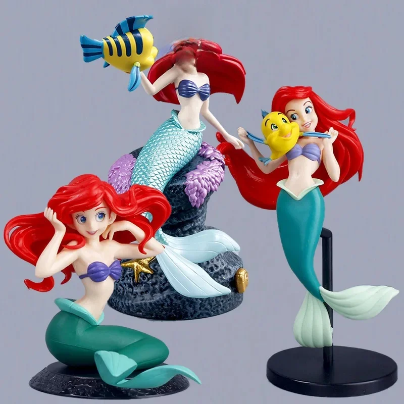 Disney Anime Petite Sirène Ariel Action Figure Jouets pour Enfants, Chambre de Collection Princesse, Voiture, Décoration de Gâteau, Cadeau, 19cm