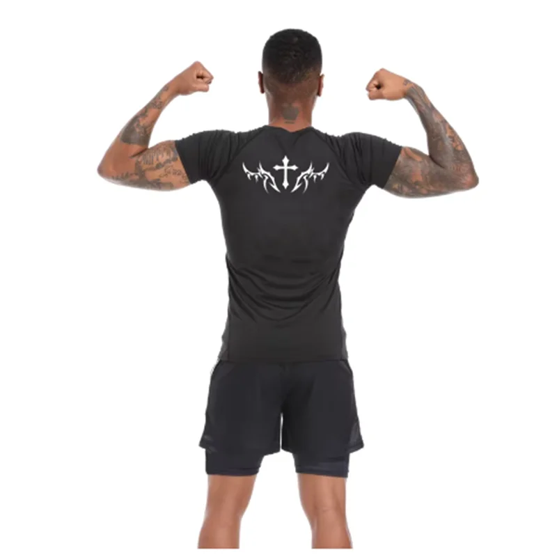 Compression T Shirt Men Summer Sportswear Running T-shirt Elastic Quick Dry Sport Tops Tee Athletic Gym Workout Shirts Men