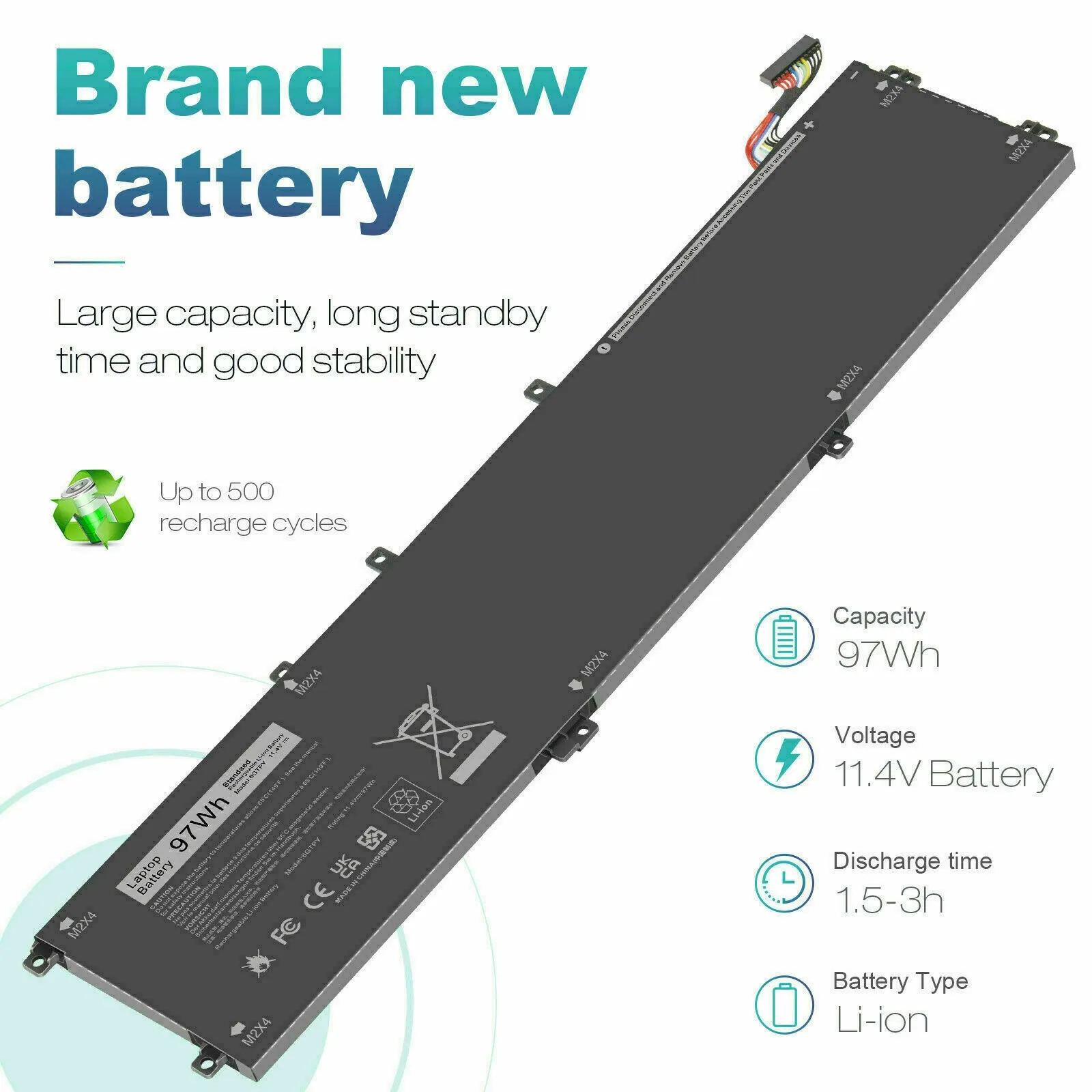 New OEM 97Wh 6GTPY Battery For Dell Precision 5520 5530 XPS 15 9560 9570 Battery Replacement Shipping Within 24 Hours