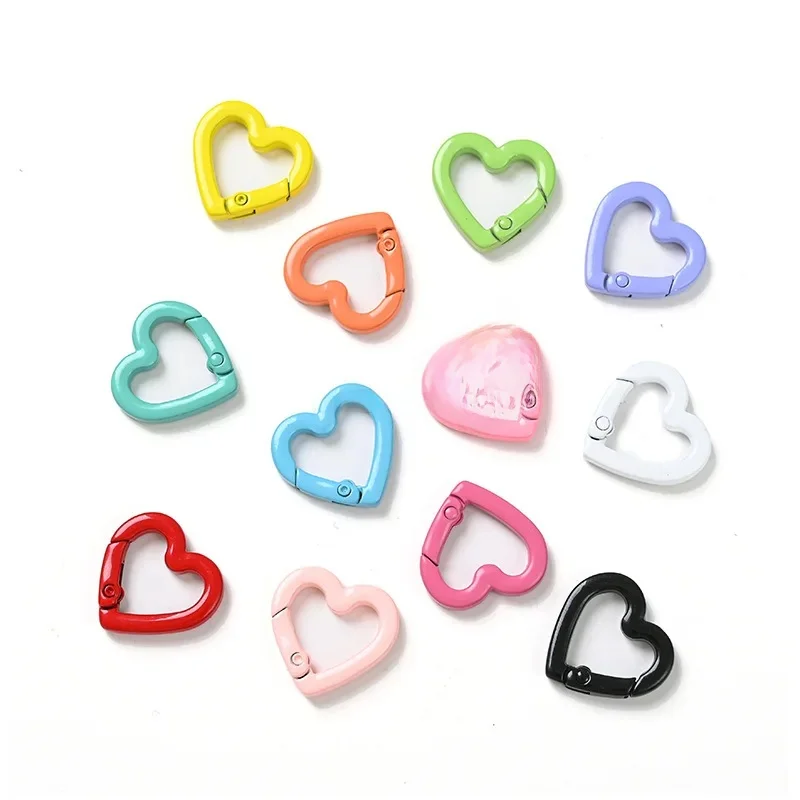 Mousqueton en forme de cœur pour bricolage, anneau à crochet, porte-clés, bijoux, fournitures exécutives, connecteur, boucles, accessoires, 22mm, 1 pièce