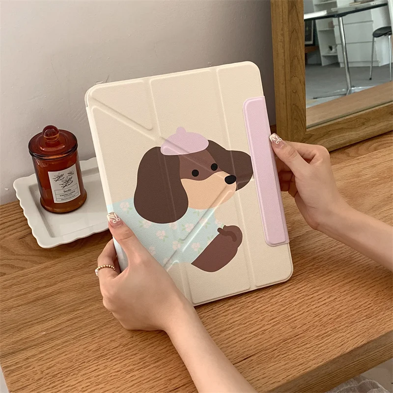 Cute Cartoon Puppy Case For Apple iPad Air 2024 13 inch Pro 11'' 12.9 inch Air 5/4 10.9 10th 7/8/9 10.2 10.5 inch Cover Cases