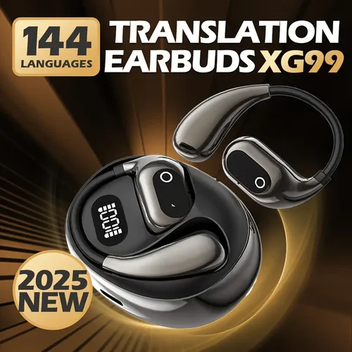 Imagen 1 del producto 2025 nuevos auriculares de traducción en tiempo real AI, pantalla de alimentación LED, auriculares de traducción de 144 idiomas, puerto de carga tipo C