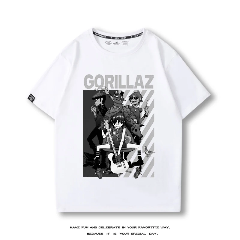 Hot-Selling British Gorillaz Virtual Band T-Shirt Children\'s Summer New Street Rock Hip-Hop Print Versatile Boy And Girl T-Shirt