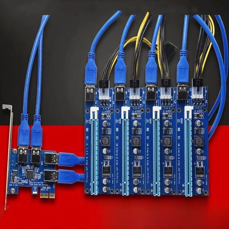 NOWOŚĆ karta PCIe 1 do 4 gniazd PCI express 16X Karta Riser PCI-E 1X do zewnętrznego 4 gniazd PCI-e Adapter PCIe Port Multiplier Card — zdjęcie 2