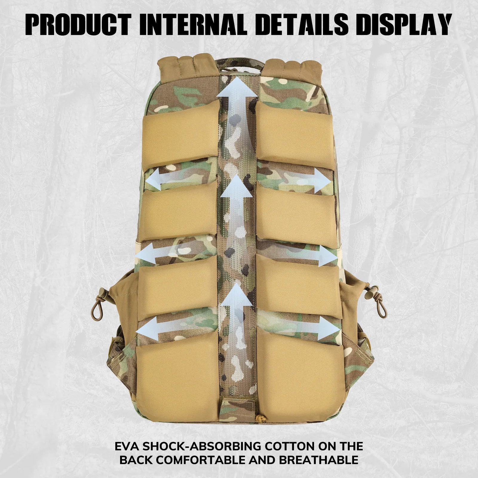 VOTAGOO 탄소 프레임이 포함된 전술 배낭, 15L 데이팟 500D 내구성 방수 팩(16인치 노트북 슬리브 포함)