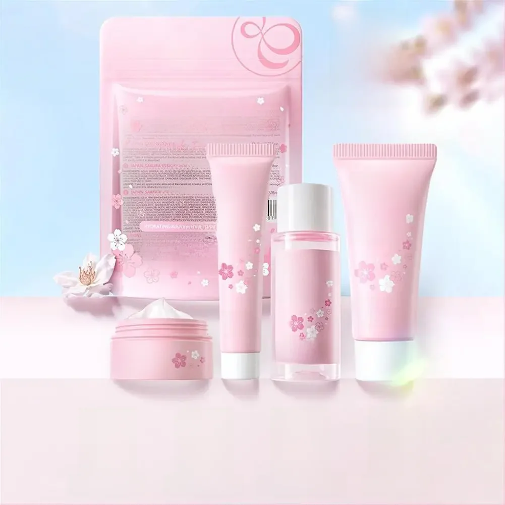 Sakura – ensembles et Kits de soins de la peau, avec nettoyant, sérum, crème pour les yeux, crème essence, produits de beauté pour femmes, coffrets cadeaux, Kit de voyage en Routine