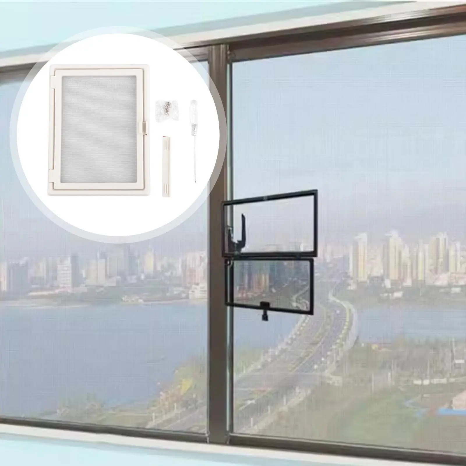 Screen Breathable Home Easy Installation Summer Small Mesh for Living Room Door  with Handle Office Dorm Bedroom