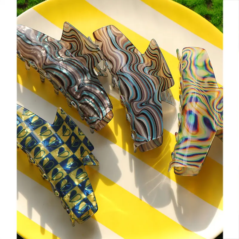 Colorful Laser Love Bloom Texture Acetic Acid Hair Catch Autumn Winter Daily Headdress HUANZHI 2O22 NEW Magazine Accessories
