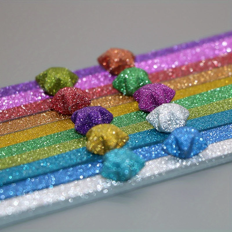 520-teiliges Glitzer-Stern-Origami-Set - Bunte Farbmischung, Kreatives Bastel- und Geschenkdekoration-Kit