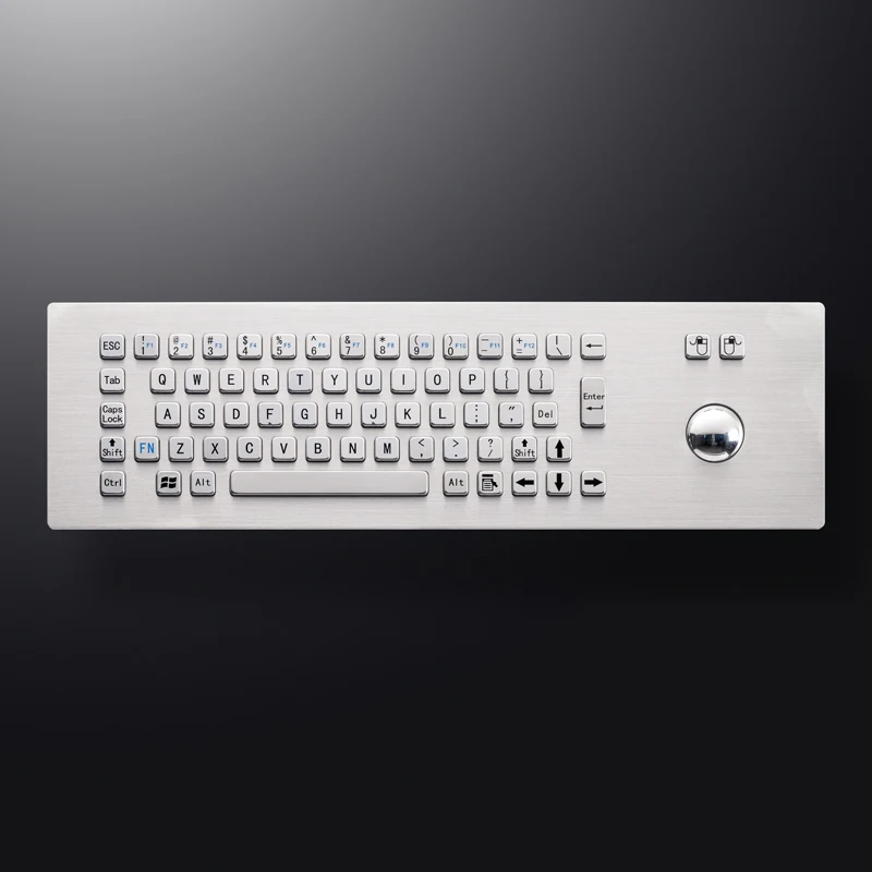 Customized IP65 Water-proof Stainless Steel  ATM Machine Industry Metal Keyboard with Trackball