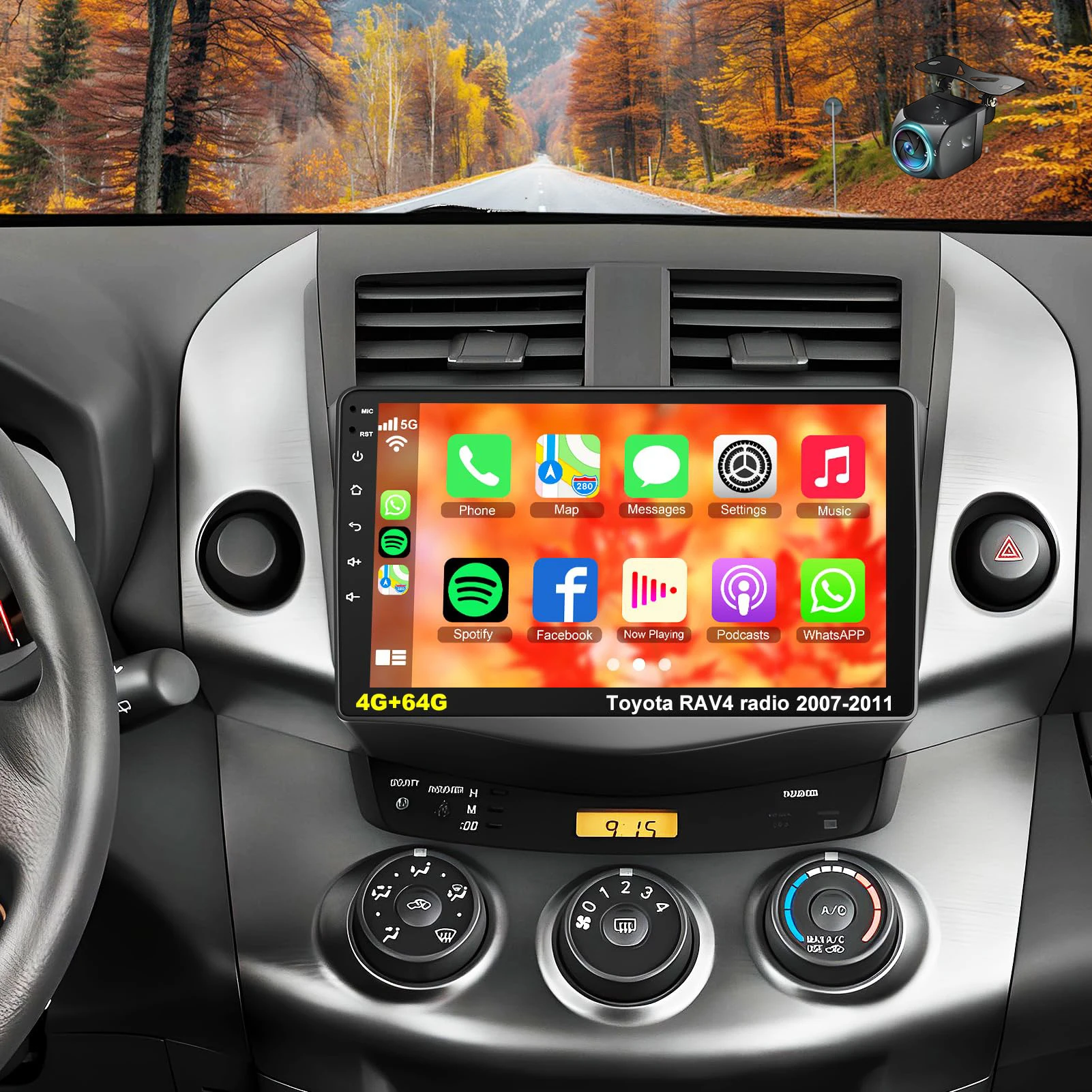 

Car Radio Stereo for Toyota RAV4 2007-2011, Wireless Carplay&Android Auto with Android 13 Support Bluetooth/Voice Control/GPS/WiFi/Back-up Camera/SWC Car Audio
