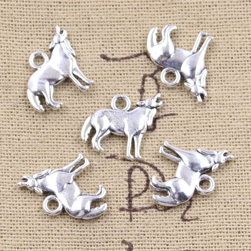 30 sztuk Charms ryczący wilk 15x17mm antyczne srebro kolorowe wisiorki naszyjnik DIY rzemiosło dokonywanie ustaleń Handmade biżuteria tybetańska — zdjęcie 2