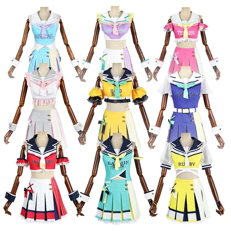 

Love Live Cheerleaders Cosplay Costume 9 Sets Love Live Kousaka Honoka Minami Kotori Sonoda Umi Ayase Eli Cheering Uniform