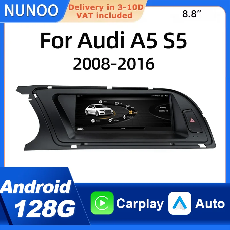 Image of Kabelloses Carplay Android Auto Autoradio für Audi A5 2008-2016 Touch Multimedia Intelligentes System Stereo 4G WiFi GPS Navi Autoradio