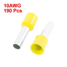 

190Pcs 10AWG Wire Plastic Sleeve Pre-Insulated Ferrule Terminal Block Cord End Wire Connector Electrical Crimp Terminator Yellow