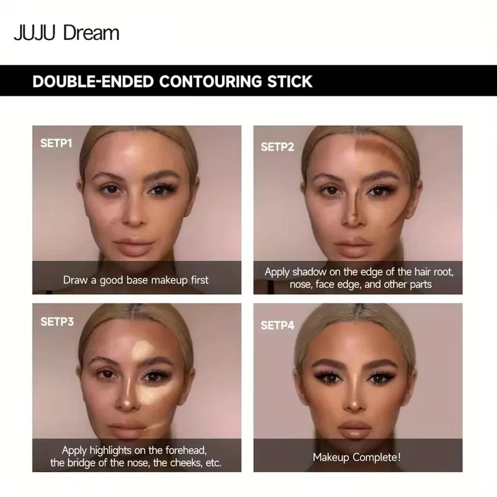 Dwustronny korektor do rozświetlania i konturowania – wodoodporny, trwały, unisex, łatwy do blendowania twarzy i oczu, dla wszystkich rodzajów skóry