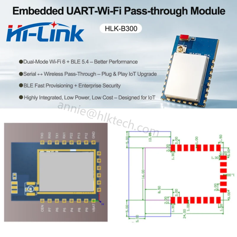 modulo-bluetooth-hi-link-hlk-b300-dual-band-wifi6-e-ble54-modulo-sem-fio-de-baixa-potencia-com-porta-serial-ttl