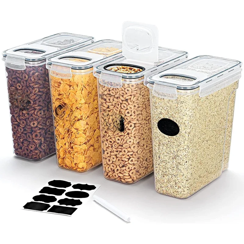4L Granen Opslagcontainers met Deksels 1/2/4 stuks Luchtdicht Voedsel Vochtwerende Tank met Label Stickers Keuken Organisatie doos - afbeelding 2