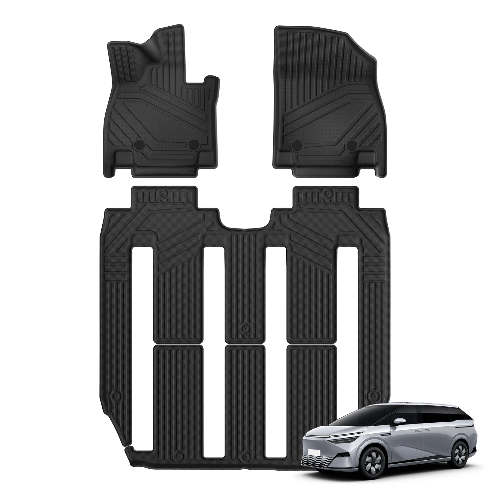 Smabee Left Drive for XPeng X9 2023‑2025 7Seater Car All Weather Floor Mats Cargo Liner Trunk Pad TPE Interior Accessories Black view 6