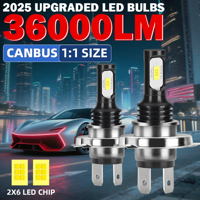 2/4PCS H4 LED Headlight 6000K White Super Bright Auto Fog Light Bulbs CSP-Chips High/Low Beam Plug&Play For Car Motorcycle
