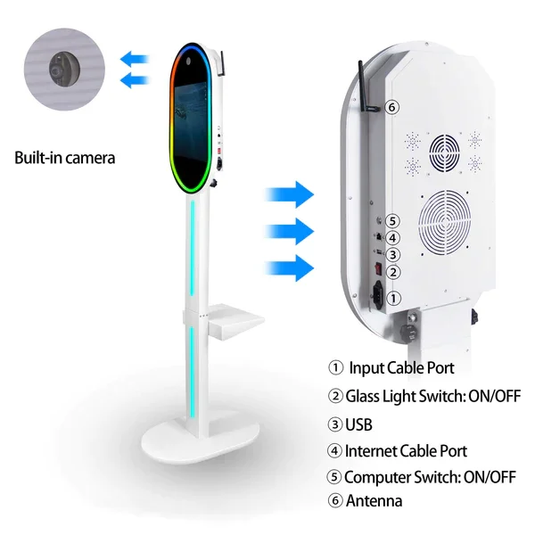 M10 Mirror Photo Booth 15.6" Touch Screen And Built-In Camera With Fill Light & Reflective & Soft Light Umbrellas | 360SPB®