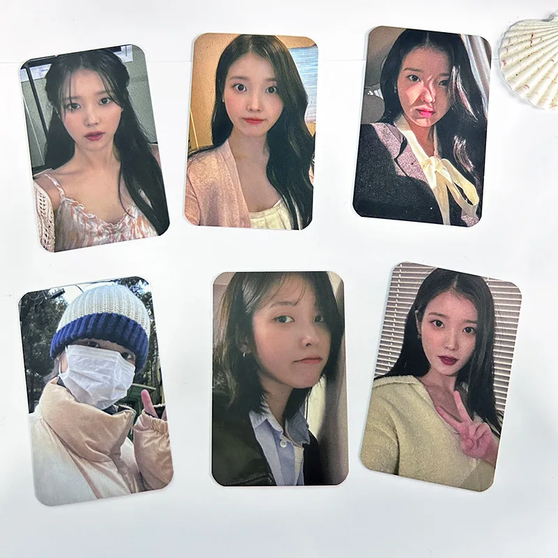 

6Pcs/Set Kpop IU Lee Ji En Double-Sided Paper Printing Postcard Lovely HD Ins Selfie Photo LOMO Cards UAENA Fans Collection Gift