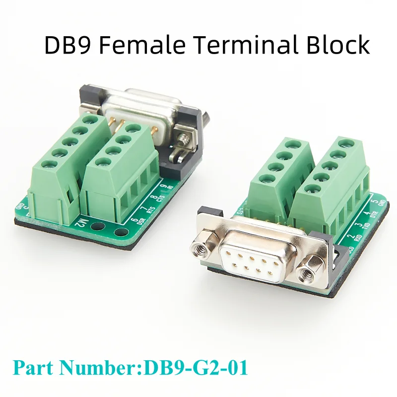 DB9 Female Breakout Board Connector D-sub 9Pin 2-Row Solderless PCB Terminal Block Din Rail Mount Wiring Machining Terminal