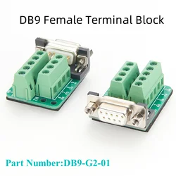 DB9 Female Breakout Board Connector D-sub 9Pin 2-Row Solderless PCB Terminal Block Din Rail Mount Wiring Machining Terminal