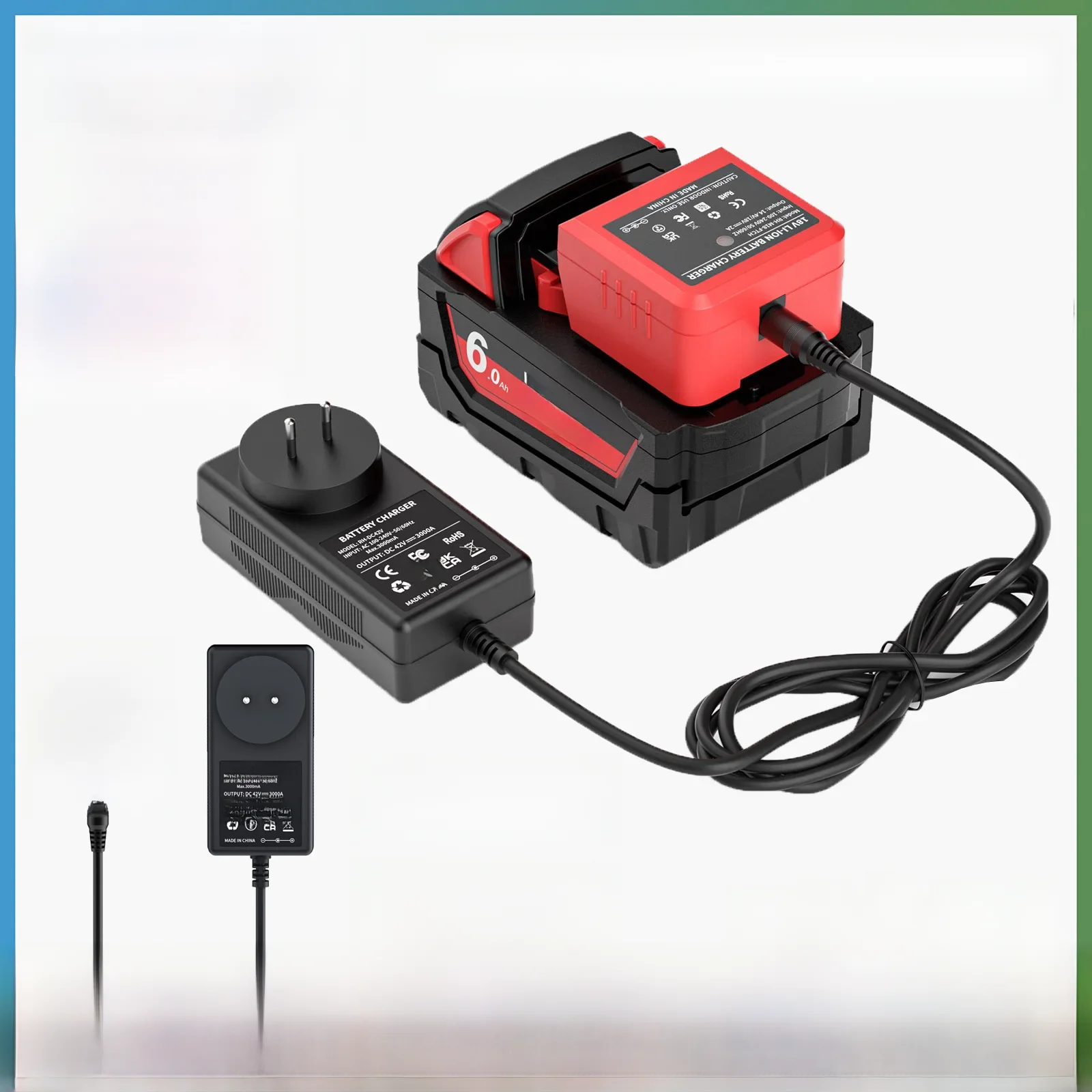 Do ładowarki Milwaukee M18 18V Zamiennik do akumulatora litowo-jonowego Milwaukee M18B5 XC 48-11-1815 48-11-1850 2604-22 2604-20 — zdjęcie produktu 7