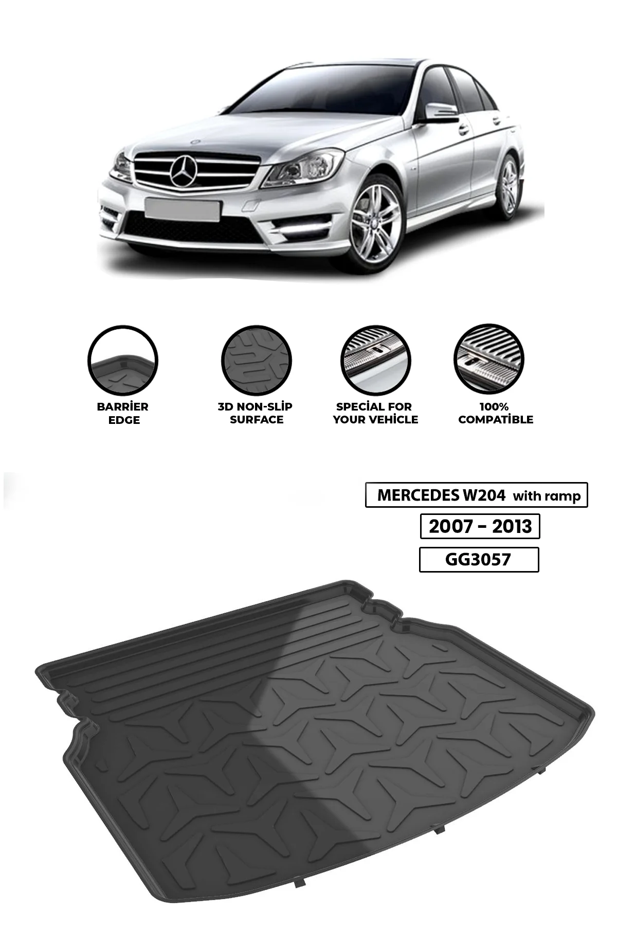 For -MERCEDES-W204-With Ramp 2007-2013 luggage compartment Diffuser Extension Rear Bumper Attachment Luggage compartment