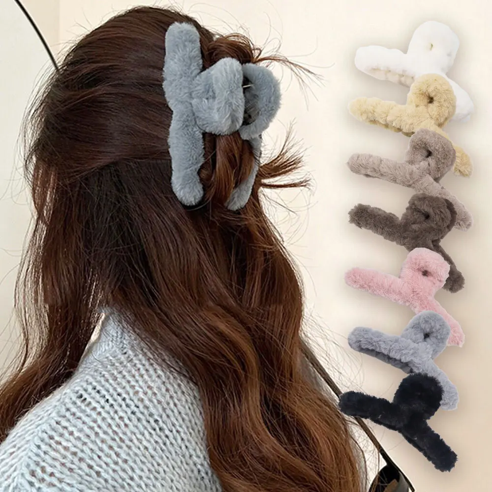 [1 + 1] Big size 13cm winter mink Fur hairpin pom pom Half-up hair hairpin