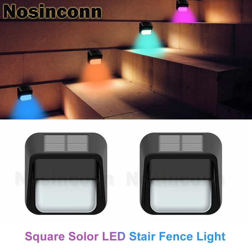 

Sloar Fence Wall Lamp Suqare LED Stair Light RGB WW Two Modes Garden Decoration Outdoor Light IP65 Solar Garden Lighting 2 Packs