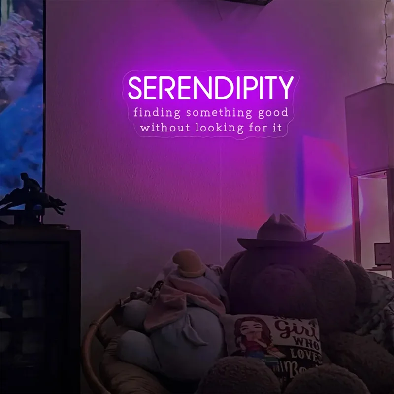 Serendipity Neon Sign, Serendipity Wall Decor Sign, Love Relationship Art, Primitive Inspirational Quote Motivational Decor