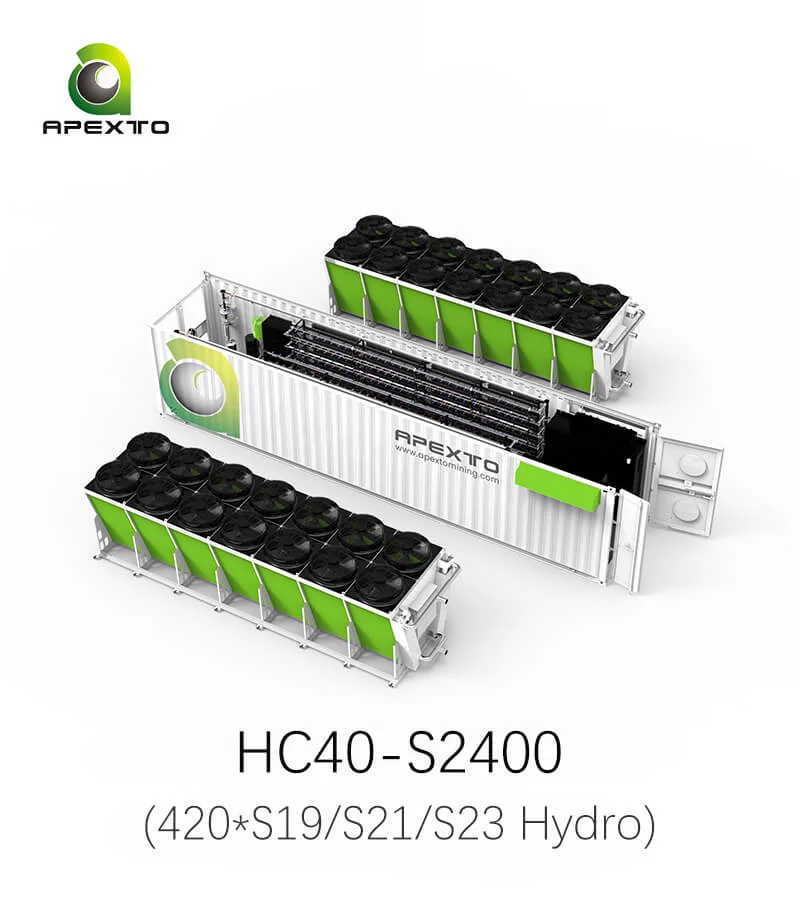 حاوية تبريد مائية جديدة HC40-S2400 لـ 420 وحدة Antminer S19 S21 S23 عمال مناجم مائية - حل تبريد لجهاز تعدين البيتكوين
