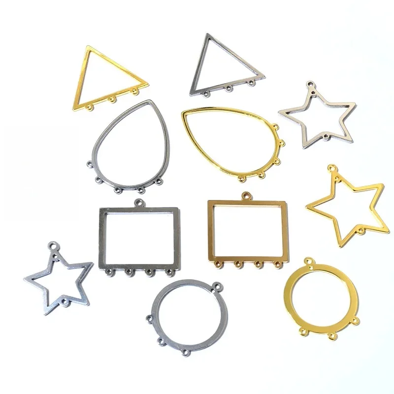 10 szt. Ze stali nierdzewnej w złotym kolorze Charms geometryczne półfabrykaty do tłoczenia DIY porowate złącze naszyjnik kolczyk akcesoria — zdjęcie 2