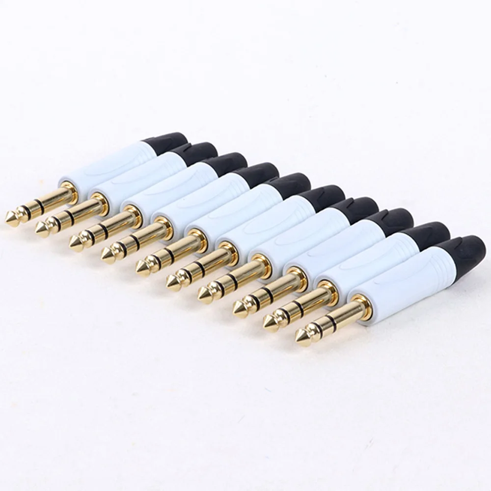 10pcs 6.35mm Stereo Jack,Professional 6.35mm 1/4 inch TRS Gold-Plated Audio Plug Connector for Guitar/Speaker/Microphone Cable
