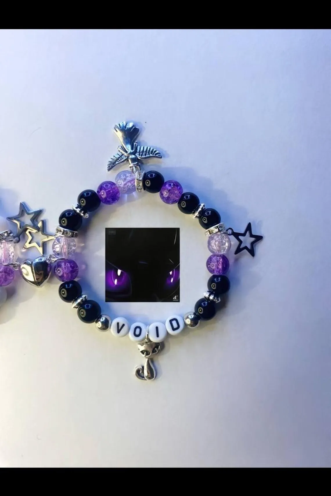 Handmade chase Atlantic aura and void matching bff duo couples bracelet|gothic y2kcat charms and heart  cute gift Billie eilish