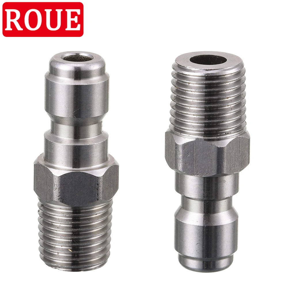 

Pressure Washer 1/4 Inch Quick Plug Connector To Spray Gun Wand Lance Adapter Stainless Steel Quick Disconnect Release Fitting