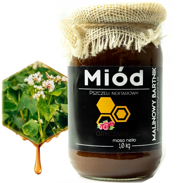 Miód Pszczeli Gryczany 1kg Naturalna Intensywna Gryka zbiór 2024 polski