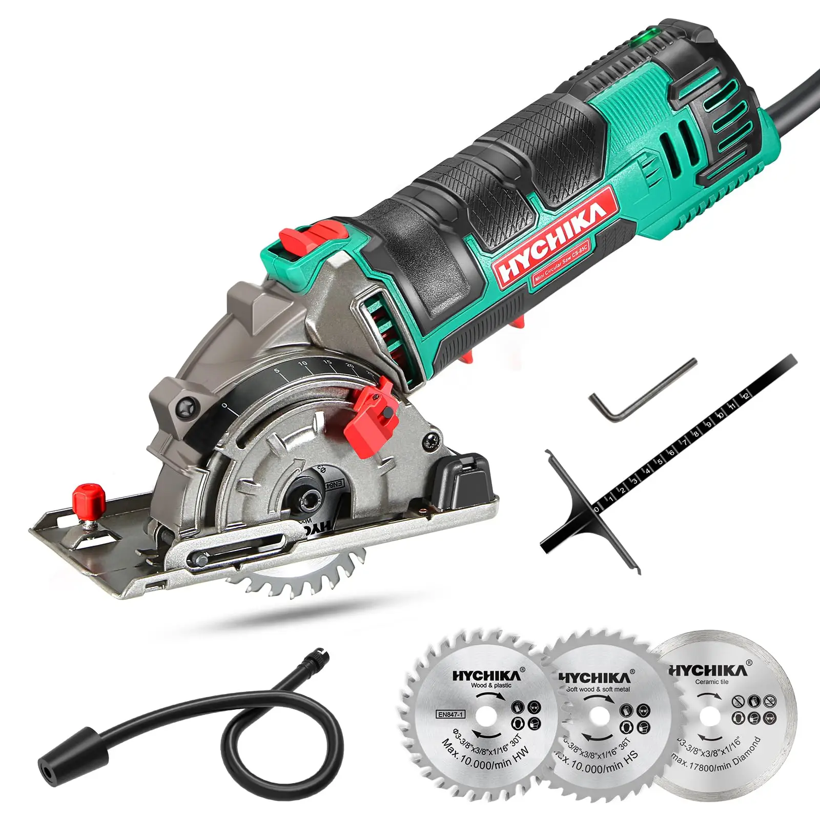 HYCHIKA 500W Mini Circular Saw with Storage Bag 25mm Cutting Depth 3 85mm Saw Blades for Cutting Wood PVC Tube Power Tools