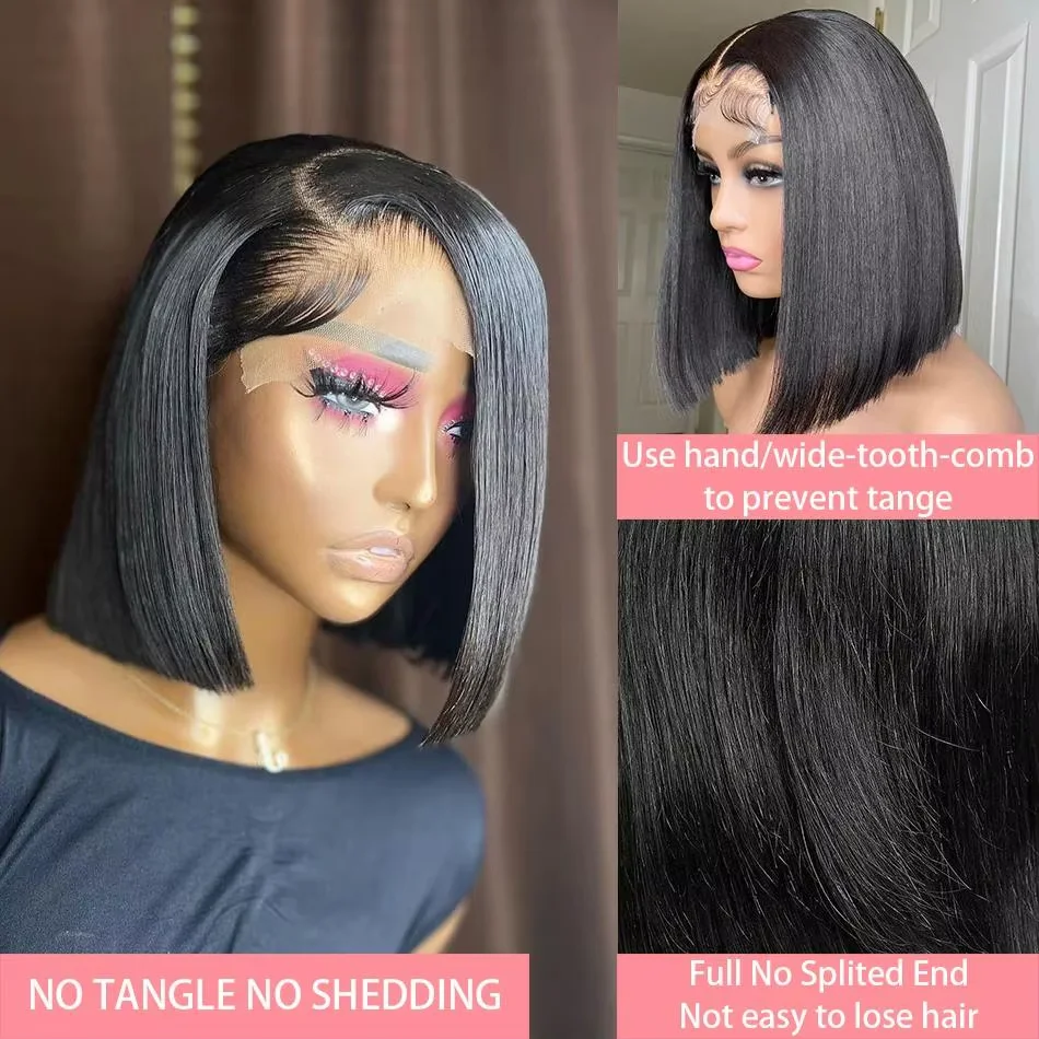 

Brazilian Bone Straight Short Bob Wigs Brazilian Human Hair 13x4 Hd Transparent Lace Frontal Wig 4x4 Lace Closure Wigs For Wom