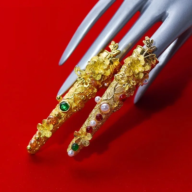 Bride Antique Chinese Style Customized Wedding Nail Cover Ancient Style Qing Photography Prop