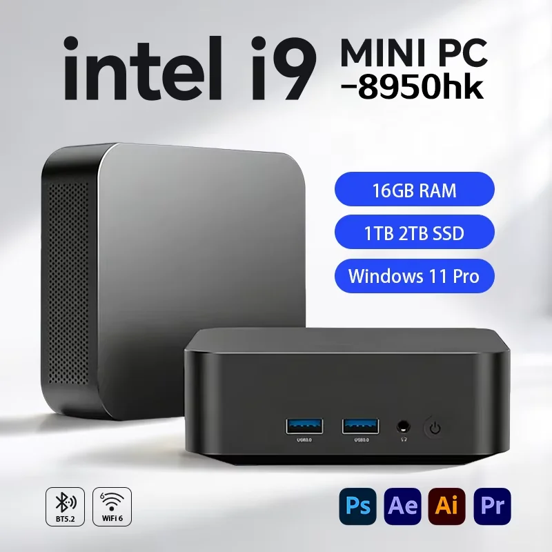 Nouvel ordinateur portable mini PC Intel Core i9 8950HK 16 Go DDR4 + 1/2 To SSD 4K HD Mini PC de jeu de bureau compatible Windows 11