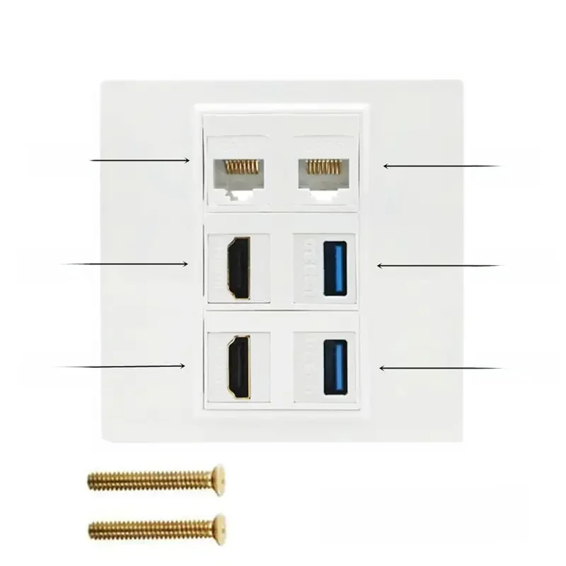 Multimedia 86 RJ45 HDMI kompatybilne z USB3.0 bez lutowania Panel ścienny pojedyncza grupa gniazdo ścienne 4 k60hz — zdjęcie 2