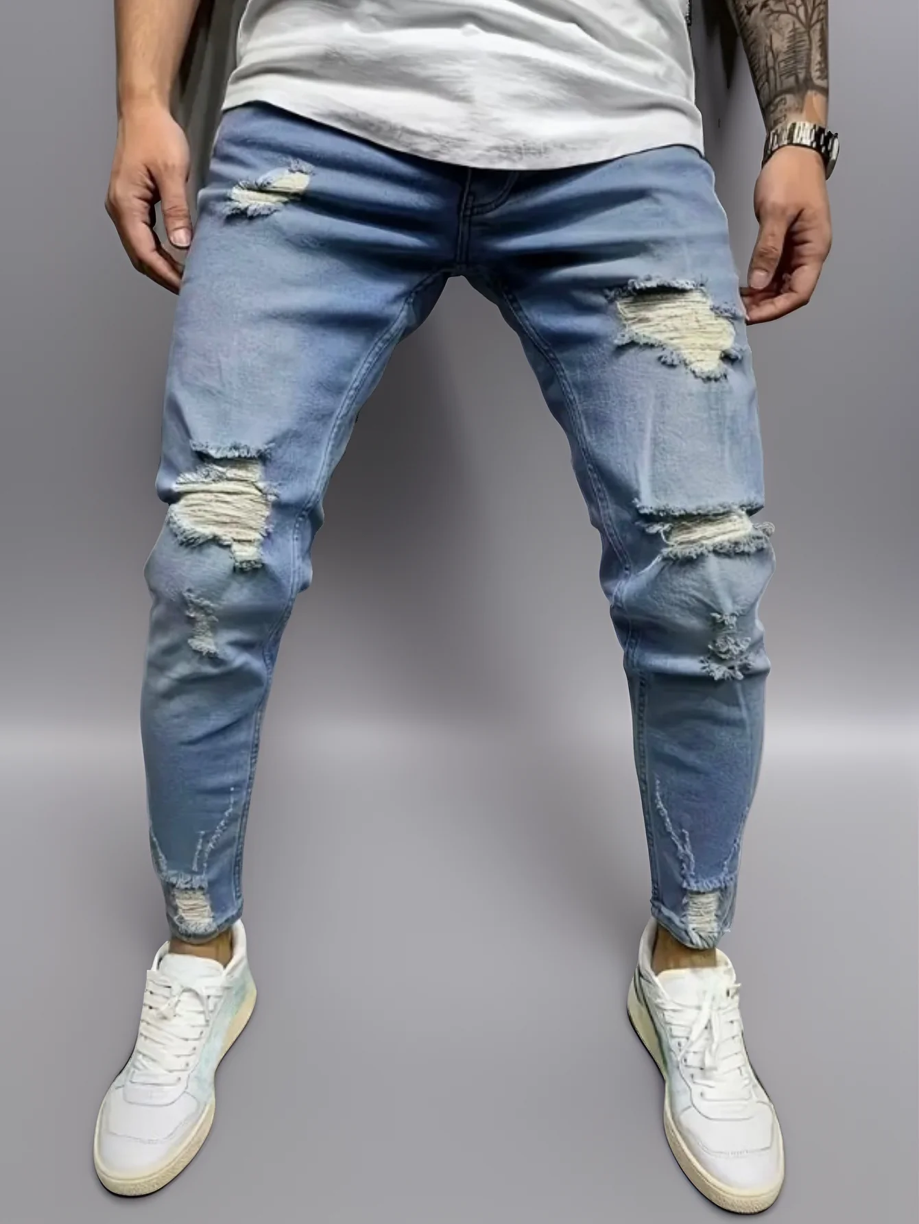 

​Men's Slim-Fit Denim Jeans - Business Five-Pocket Light Blue | Smart Casual Versatility for Fall/Winter​