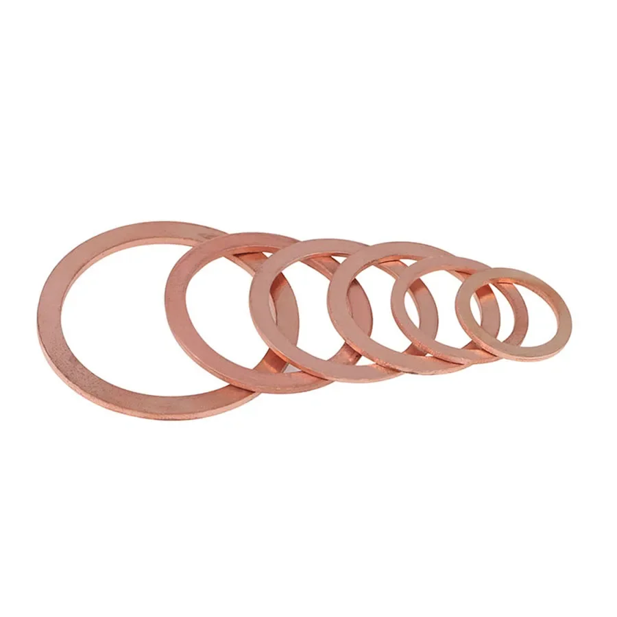 10 SZTUK / Opakowanie Grubość 2 mm M4 5 6 7 8 10 12 14 15 16 17 18 20 21 22 24 25 26 mm Podkładka miedziana Uszczelka stała Korek miski olejowej Uszczelka olejowa — zdjęcie 2