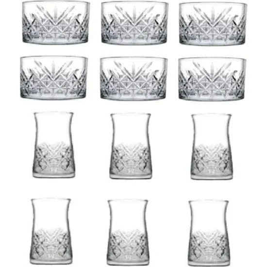 Paşabahçe Timeless Crystal Tea Cup - Snack Presentation Set 24 Pcs