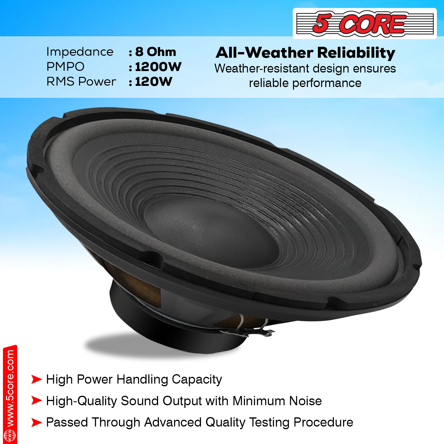 5Core 12 "مضخم صوت 1200W PA DJ Sub Woofer Audio 8Ohm w Deep Bass Pro استبدال الصوت مكبر صوت عالي #4