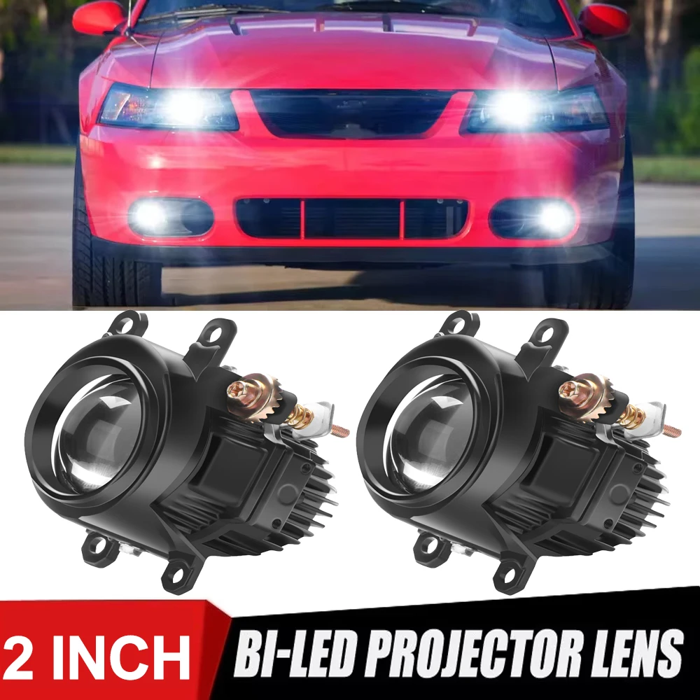 Fog Lights Lens 2.0 Inch Bi LED Mini PTF Projector Lenses  Fog Lamps 6000K White Mini Lens LED Lamp 10000LM  For 12V Cars